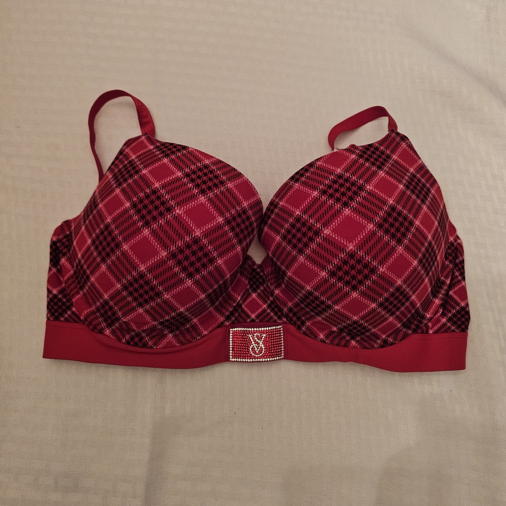 Victoria's‎ Secret Push-Up Full Coverage Bra • 36DD • Red Plaid